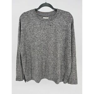 Lucky Brand Women's Gray Marled Knit Crewneck Long Sleeve Sweater Top Size M